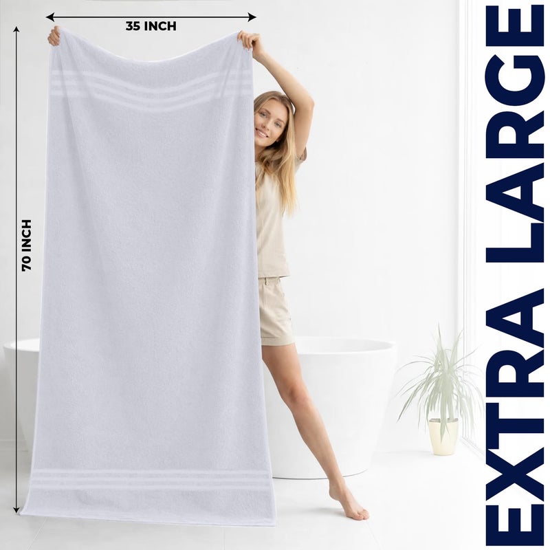 DAN RIVER 2 Pack Luxury Bath Sheets 35x70, 600 GSM, Soft & Quick Dry 100% Ring Spun Cotton Towels Ideal for Hotels, Spas, Gyms & Salons Extra Large, White - Image 3